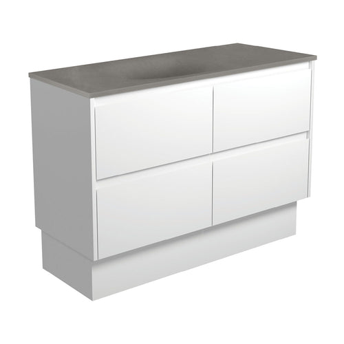 Satori Amato 1200 Satin White Vanity On Kick, Satin White Panels