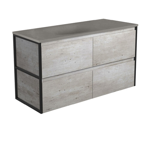Satori Amato 1200 Industrial Wall-Hung Vanity, Matte Black Frames