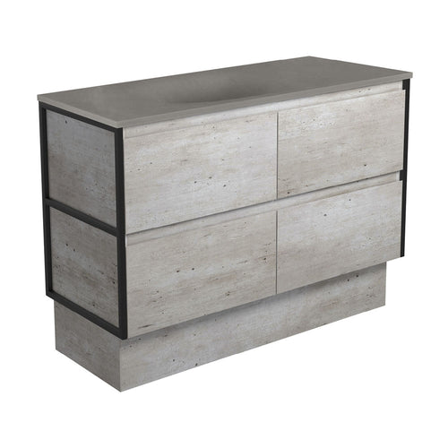 Satori Amato 1200 Industrial Vanity On Kick, Matte Black Frames