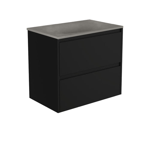 Satori Amato 750 Satin Black Wall-Hung Vanity, Satin Black Panels
