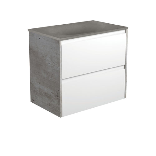 Satori Amato 750 Satin White Wall-Hung Vanity, Industrial Panels