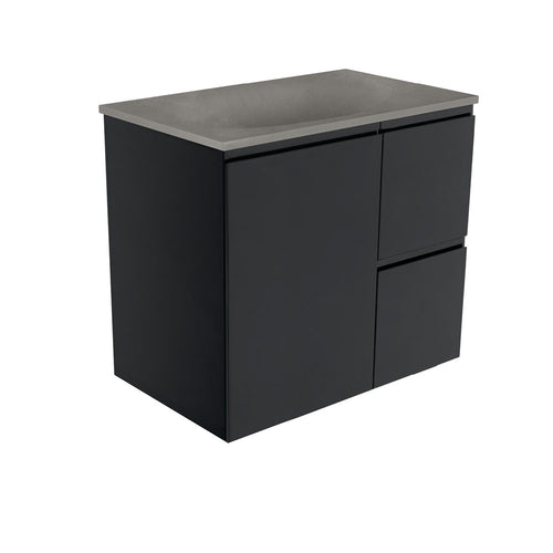 Satori Fingerpull 750 Satin Black Wall-Hung Vanity