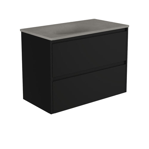 Satori Amato 900 Satin Black Wall-Hung Vanity, Satin Black Panels