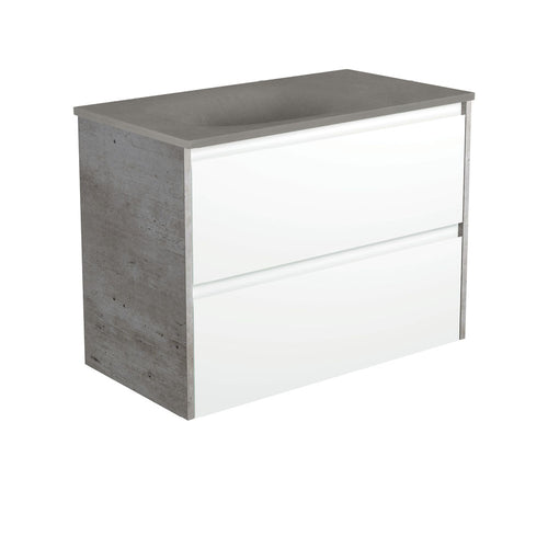 Satori Amato 900 Satin White Wall-Hung Vanity, Industrial Panels