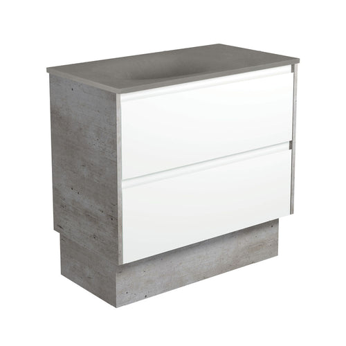 Satori Amato 900 Satin White Vanity On Kick, Industrial Panels