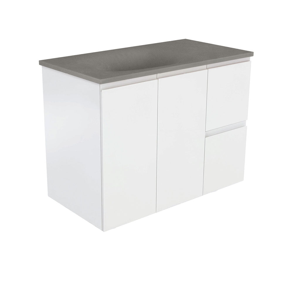 Satori Fingerpull Satin White Wall-Hung Vanity