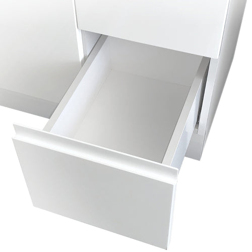 Sarah Crystal Pure Undermount 750 Fingerpull Gloss White Wall-Hung Vanity, Left Drawers