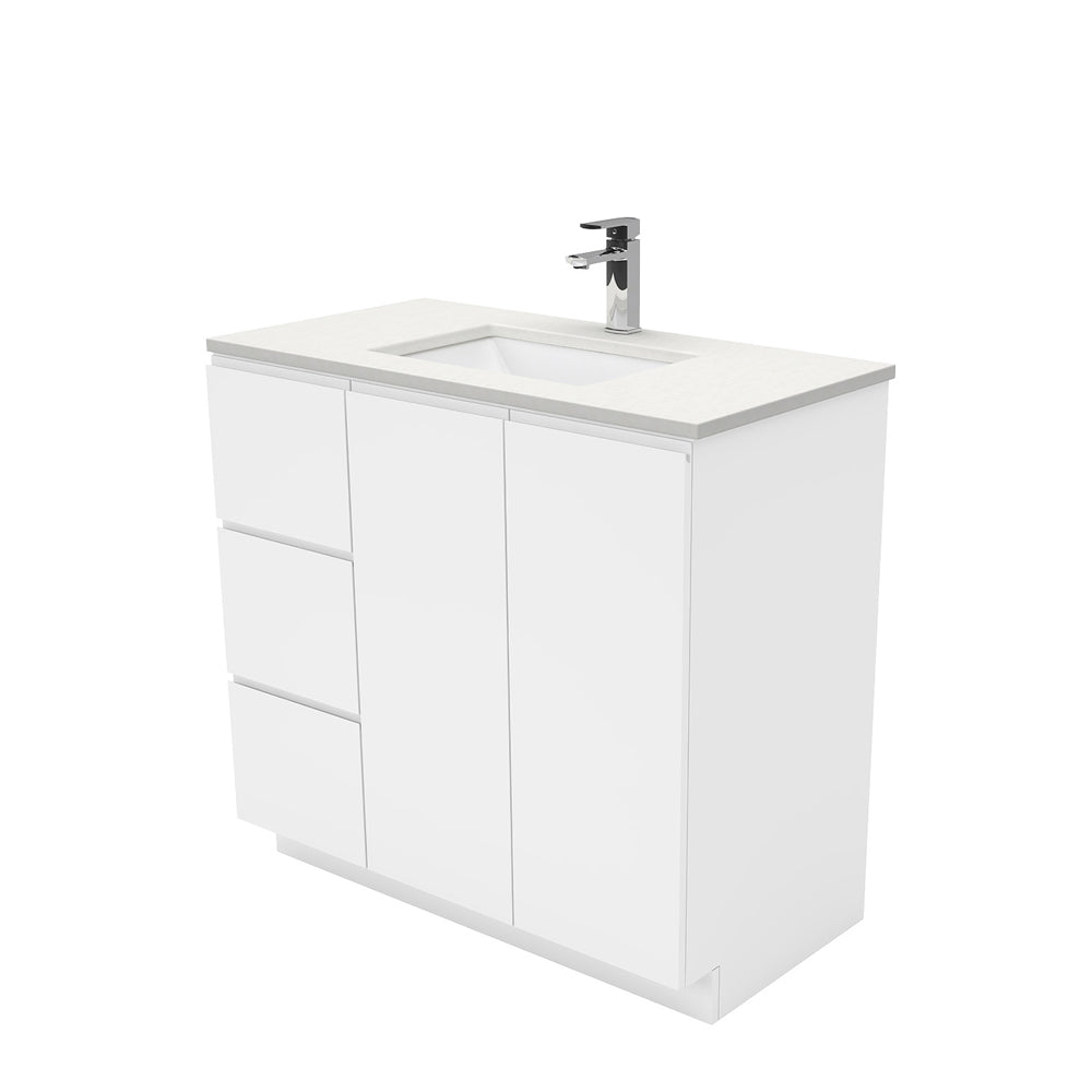 Sarah Crystal Pure Undermount Fingerpull Gloss White Vanity on Kick