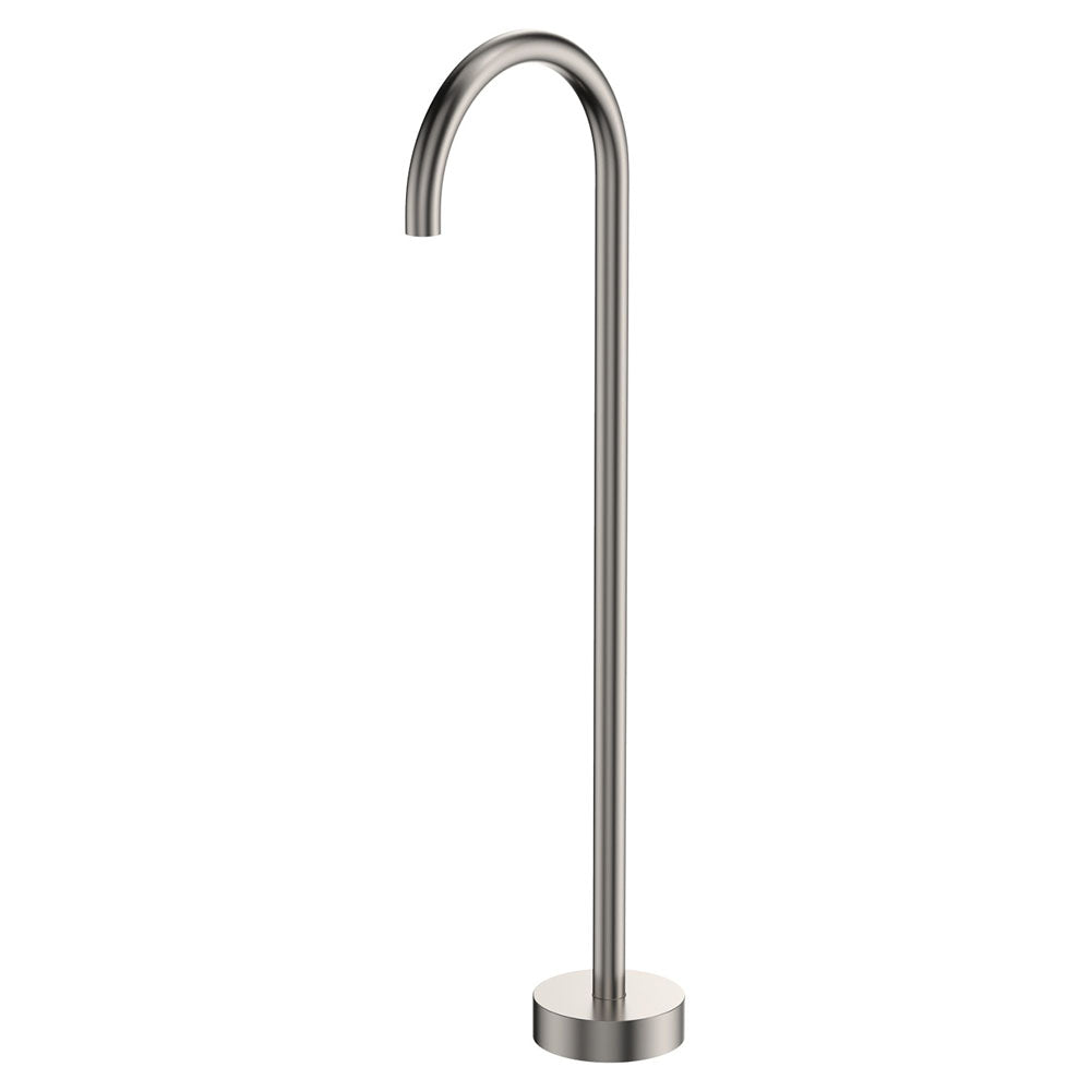 Kaya Gooseneck Floor Mounted Bath Outlet, Brushed Nickel