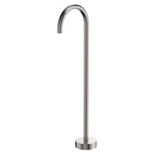 Kaya Gooseneck Floor Mounted Bath Outlet, Brushed Nickel