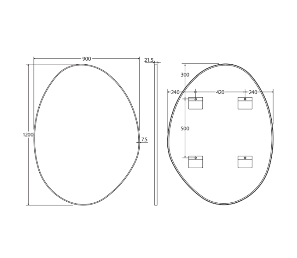 Pebble Asymmetrical Framed Mirror
