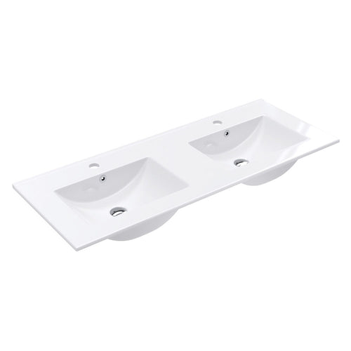 Dolce Full Depth Double Bowl Ceramic Basin Top 1200