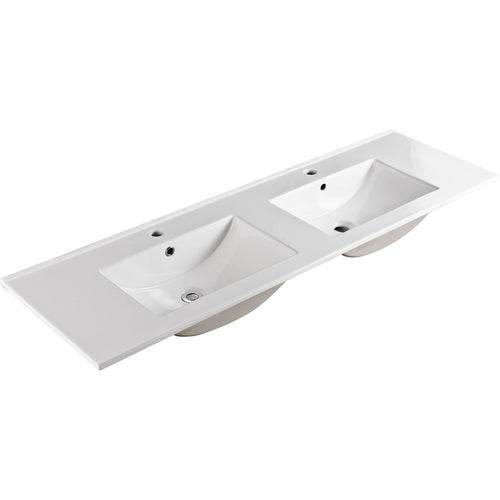Dolce Full Depth Double Bowl Ceramic Basin Top 1500