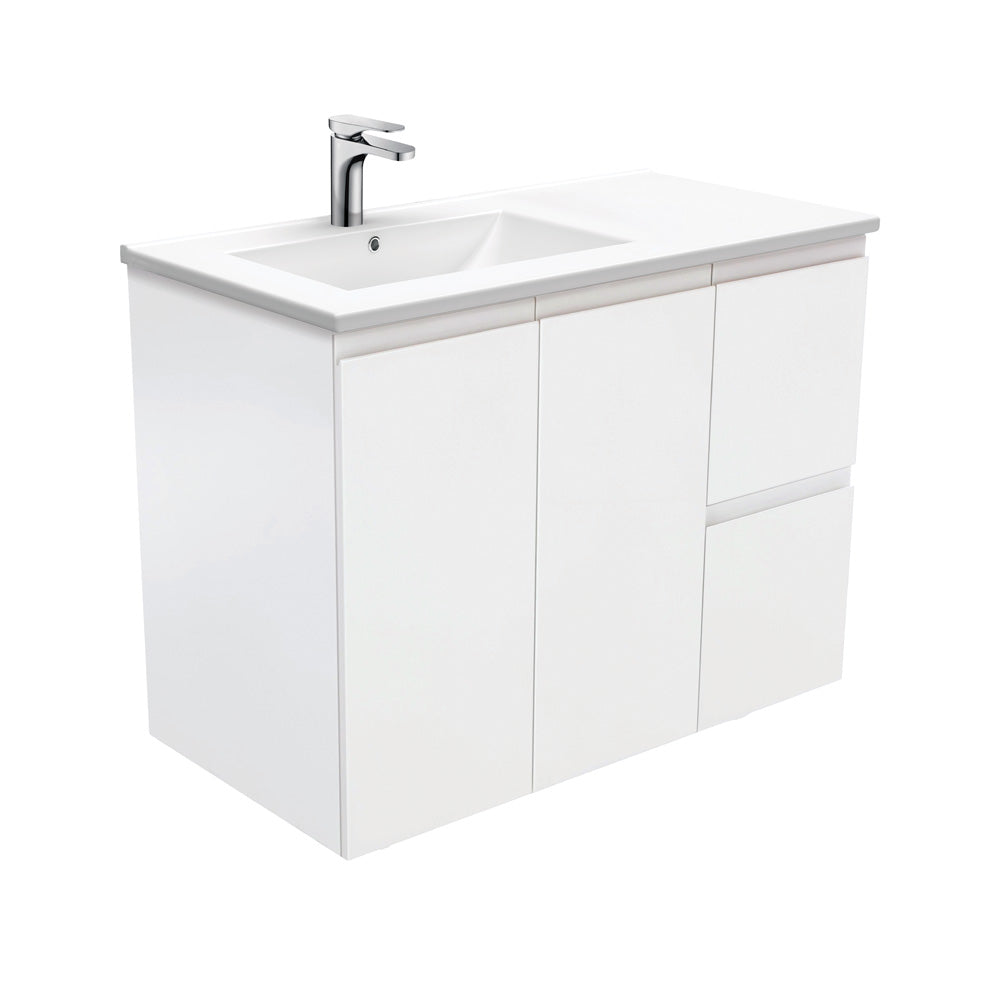 Dolce Fingerpull Satin White Offset Vanity