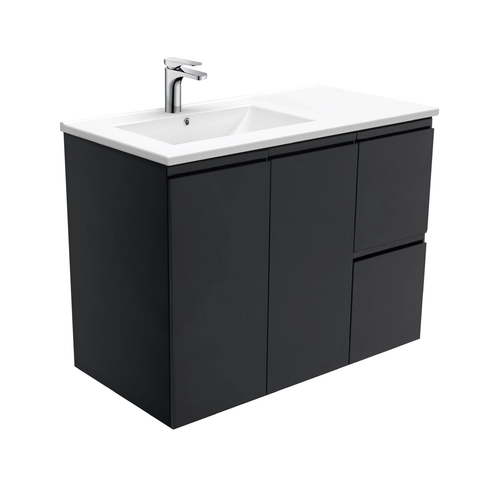 Dolce Fingerpull Satin Black Offset Vanity