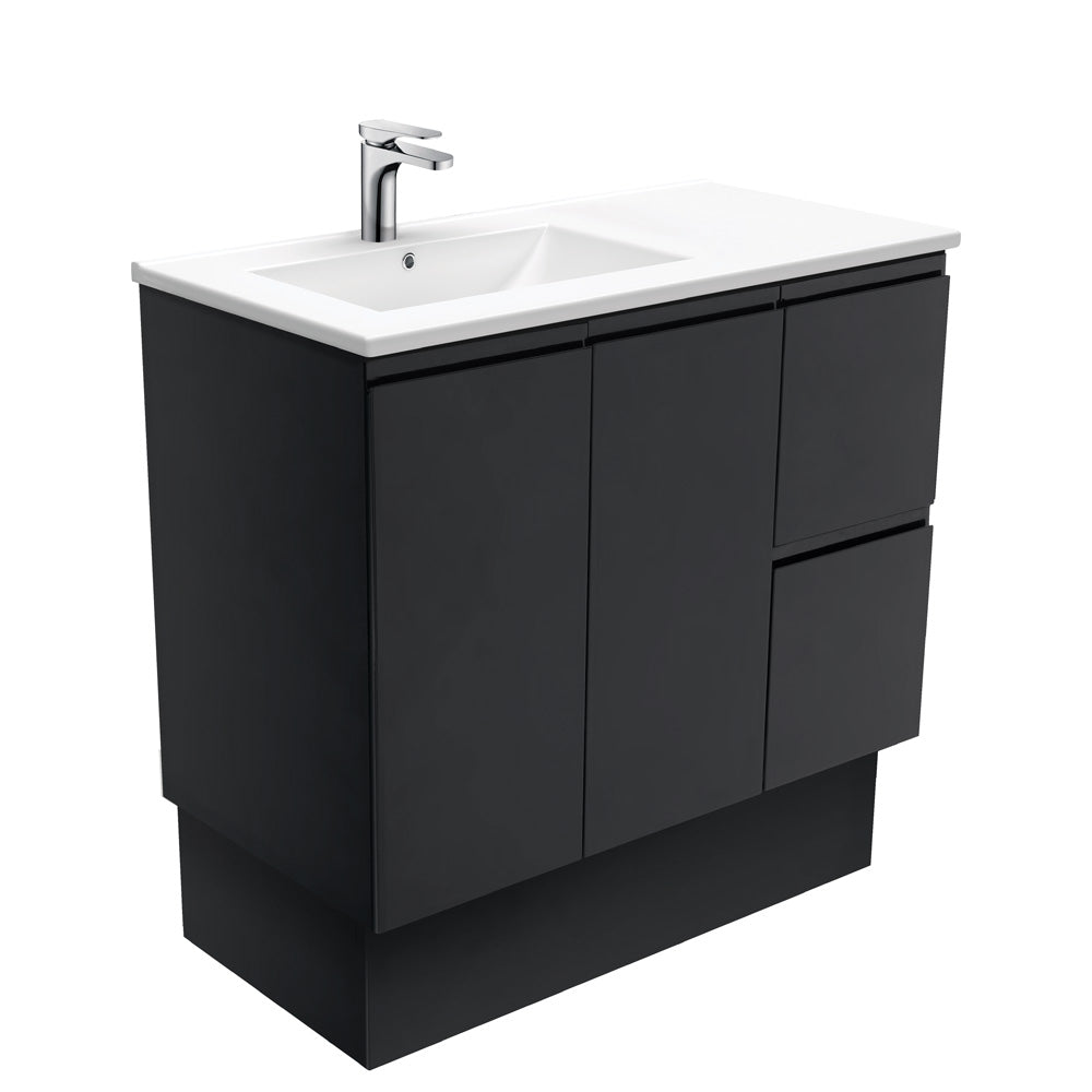 Dolce Fingerpull Satin Black Offset Vanity