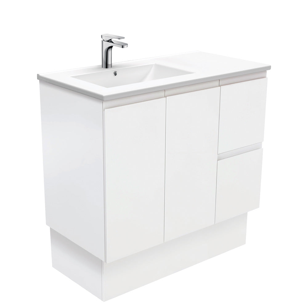 Dolce Fingerpull Satin White Offset Vanity