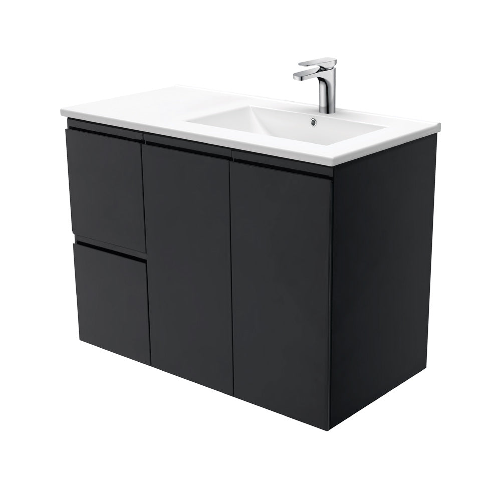 Dolce Fingerpull Satin Black Offset Vanity