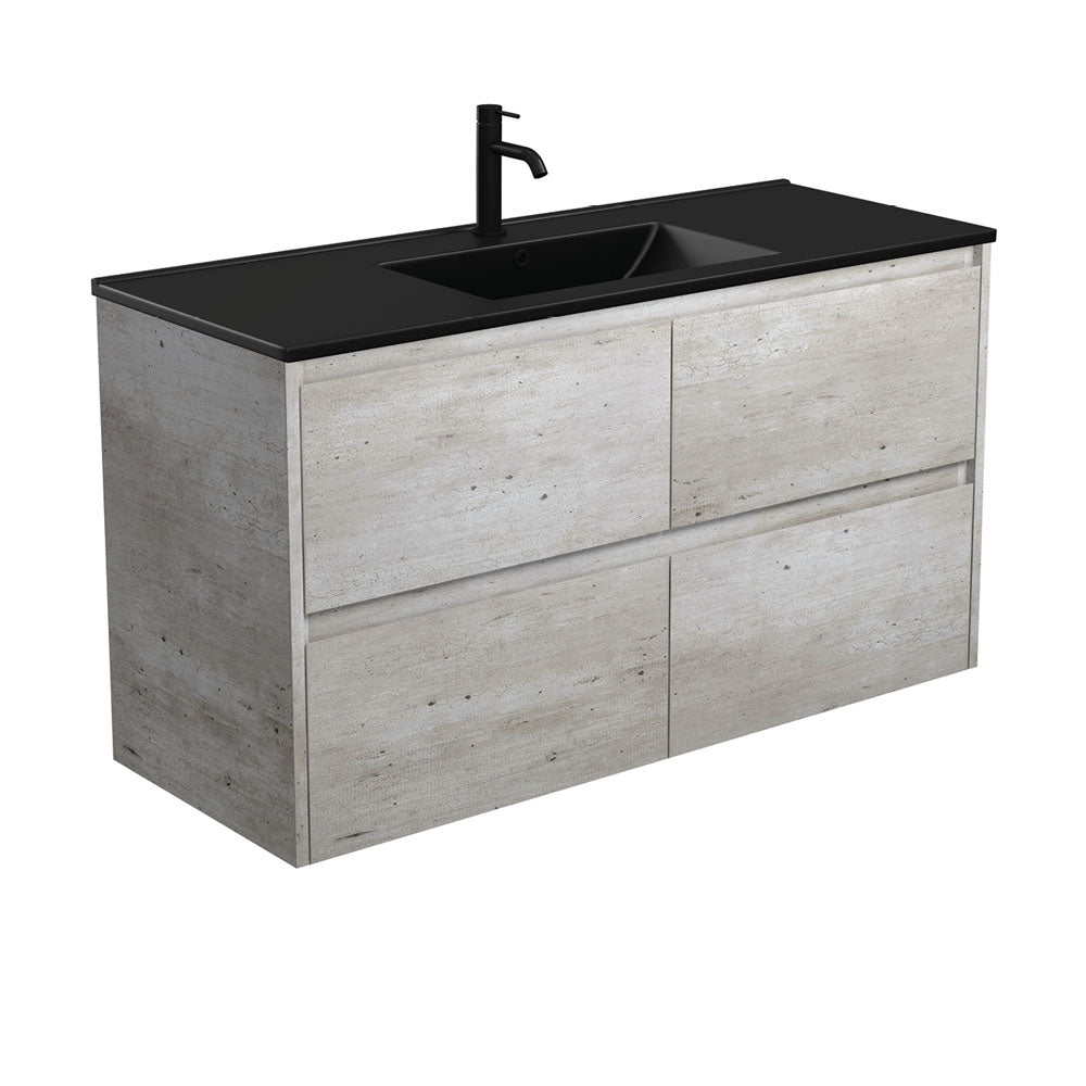 Dolce Matte Black Amato Industrial Wall-Hung Vanity