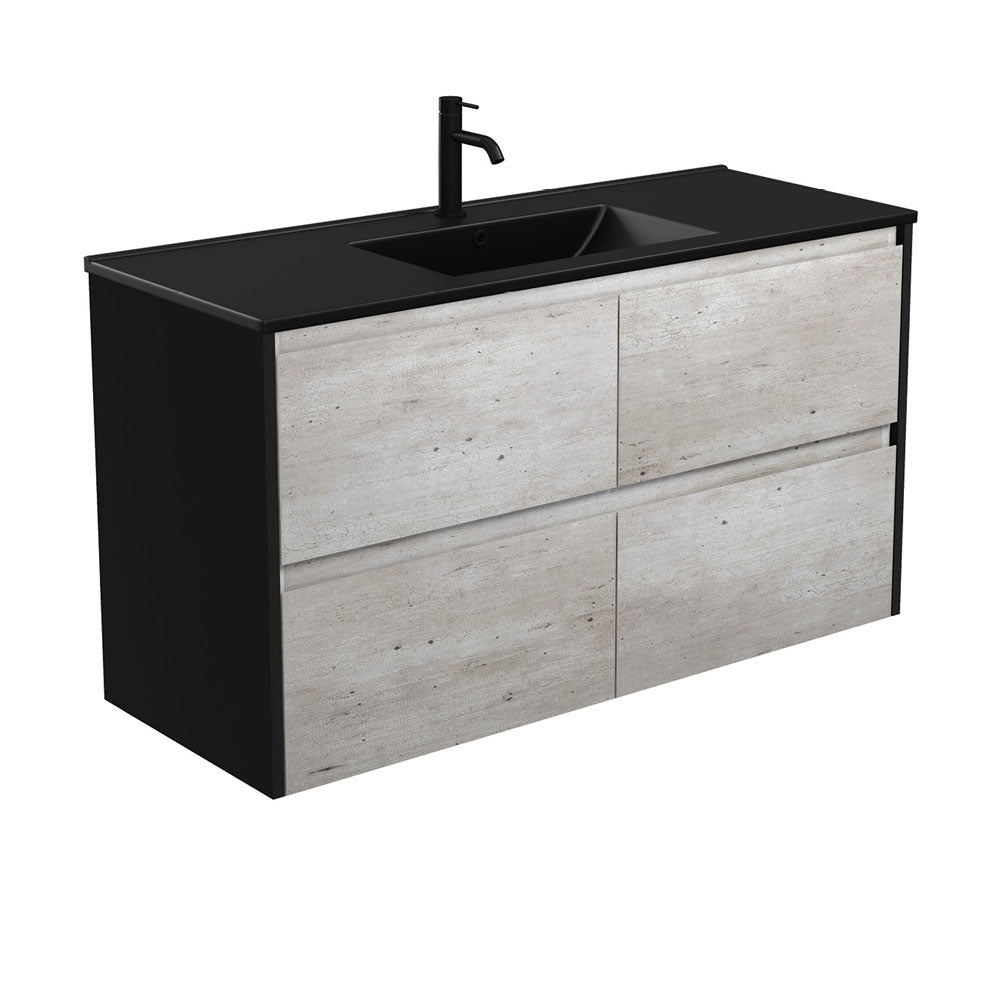 Dolce Matte Black Amato Industrial Wall-Hung Vanity