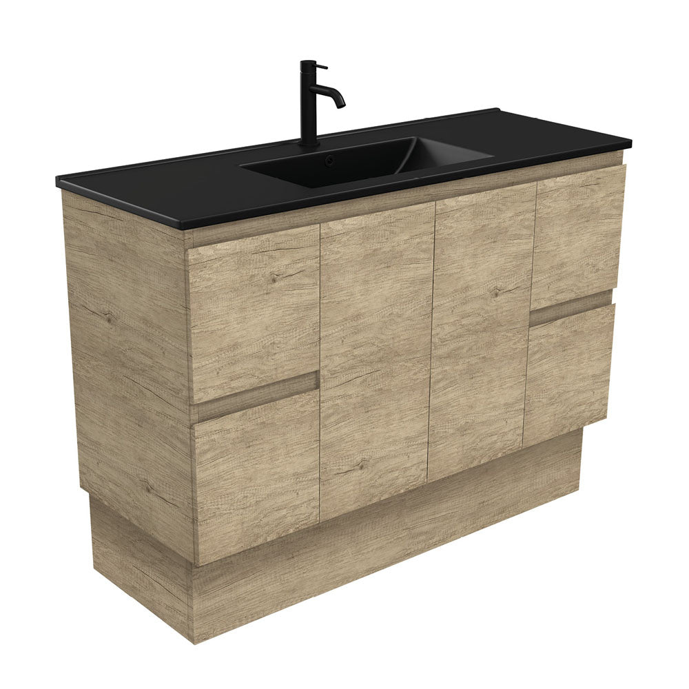 Dolce Matte Black Edge Scandi Oak Vanity On Kickboard