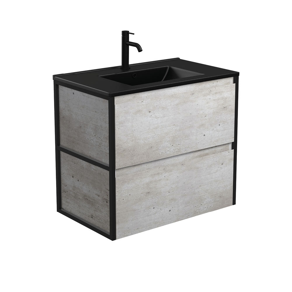 Dolce Matte Black Amato Industrial Wall-Hung Vanity