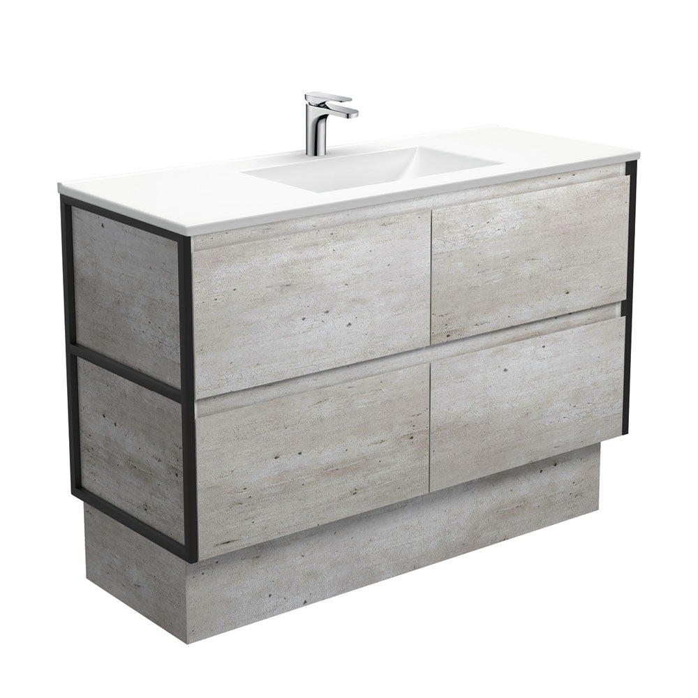 Vanessa Amato 1200 Industrial Vanity On Kick, Matte Black Frames