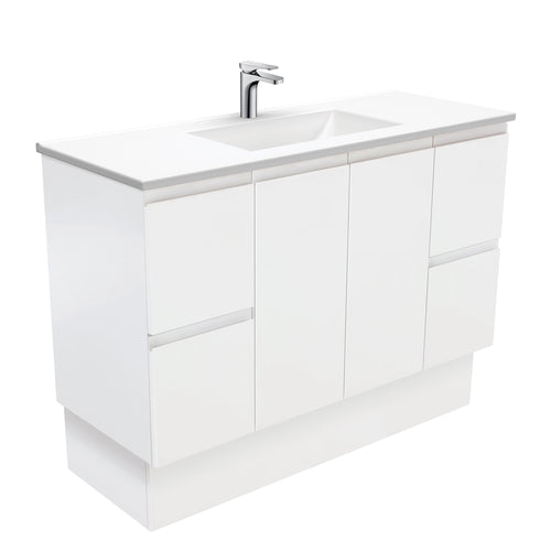 Vanessa Fingerpull Satin White 1200 Vanity On Kickboard