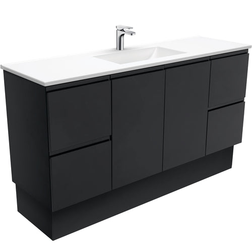 Vanessa Fingerpull Satin Black 1500 Single Bowl Vanity On Kickboard