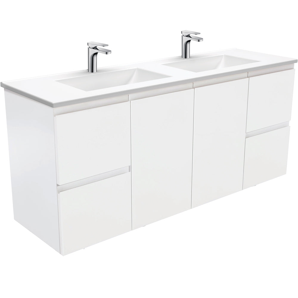 Vanessa Fingerpull Satin White Wall-Hung Vanity