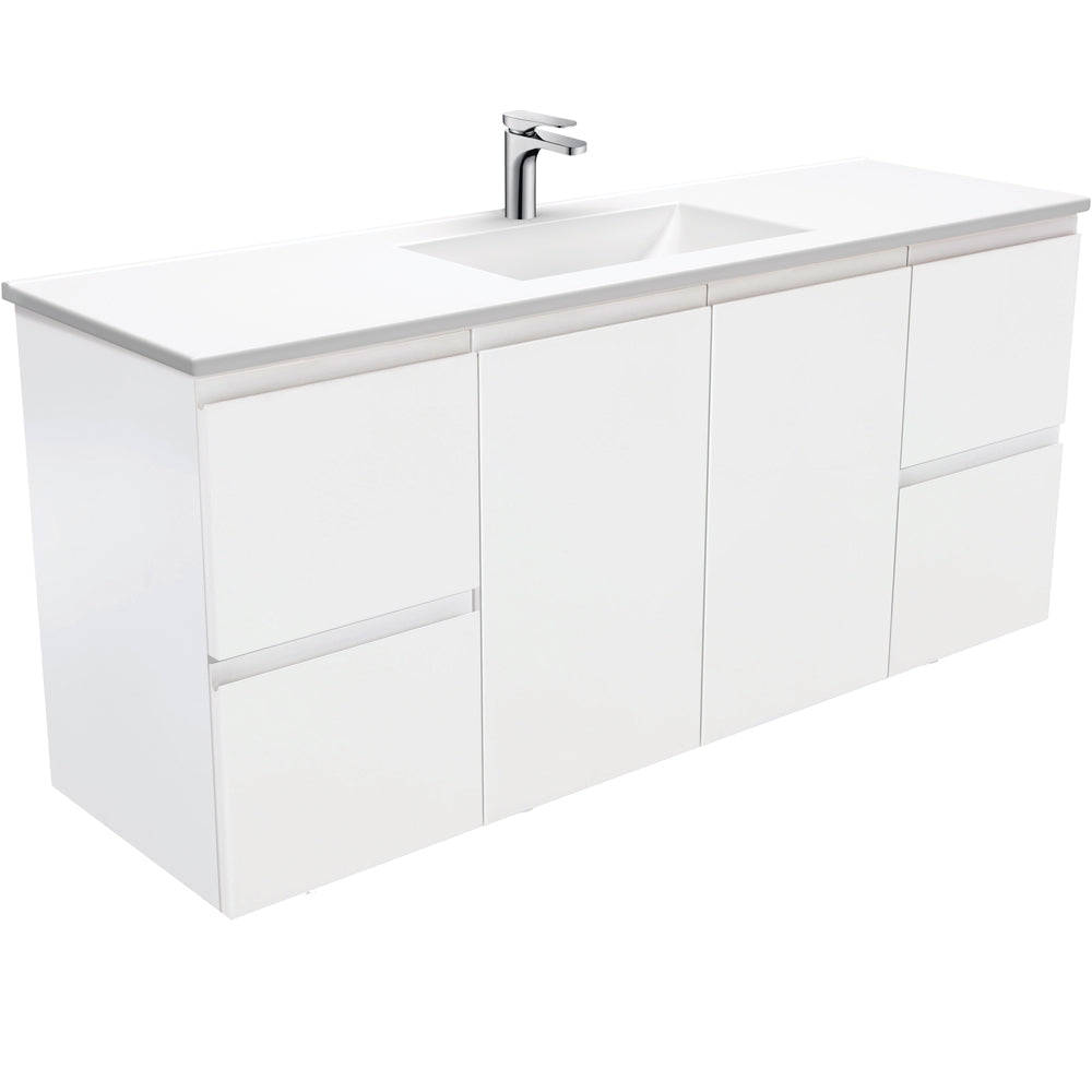 Vanessa Fingerpull Satin White Wall-Hung Vanity