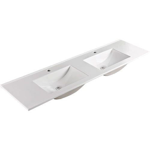 Vanessa Full Depth Double Bowl Poly-Marble Basin Top 1800