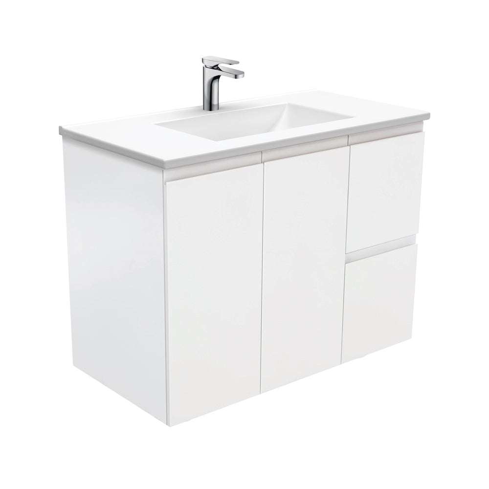 Vanessa Fingerpull Satin White Wall-Hung Vanity