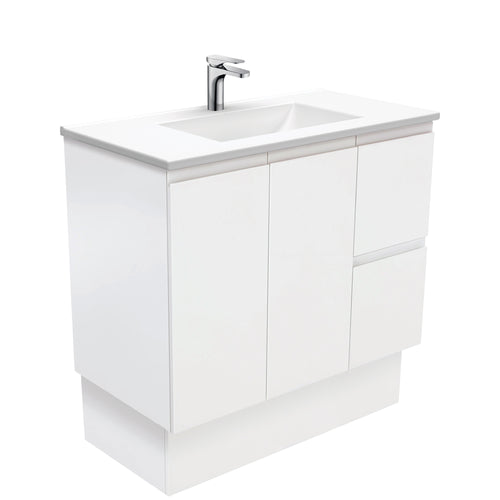 Vanessa Fingerpull Satin White 900 Vanity On Kickboard
