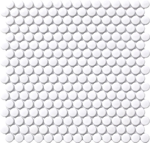 White Penny Round Mosaic
