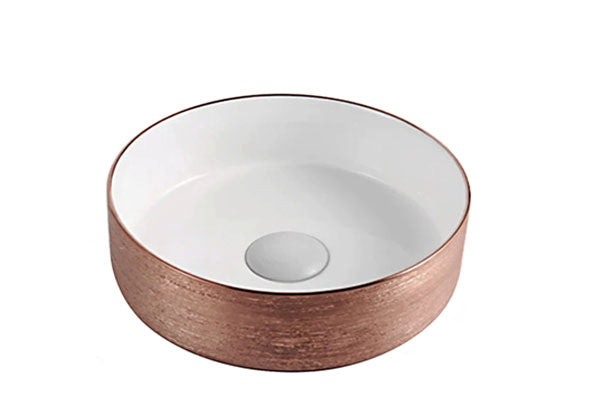 Decina Florencia Counter Top Basin Gloss White/ Textured Bronze