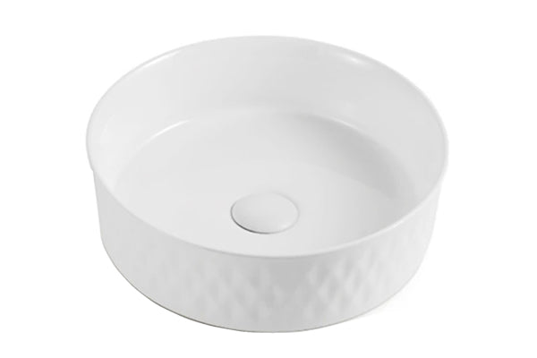 Decina Florencia Counter Top Basin Gloss White/ Textured Diamond