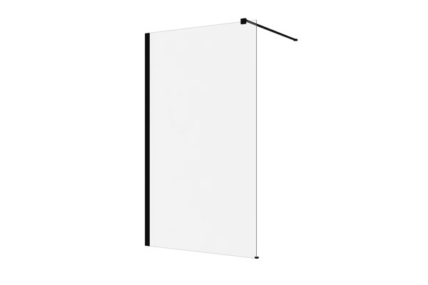 Decina M-Series 860/960/1160 Wall Fixed Panel – Clear glass/black fittings