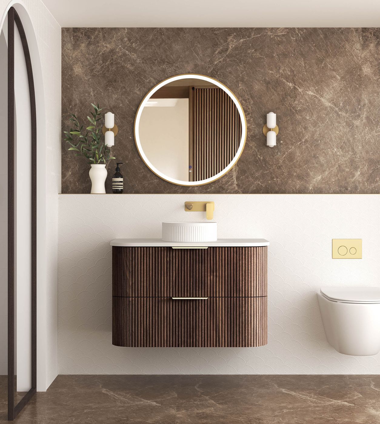 Havana Sable Walnut Wall Hung Vanity - Neche Interiors