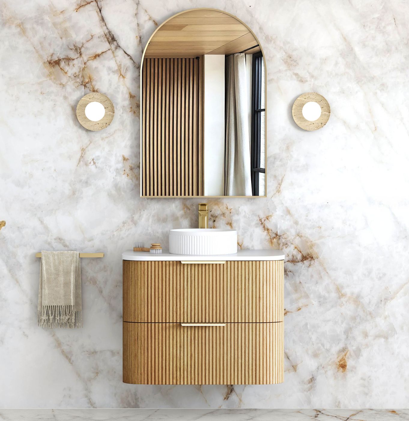 Havana Sable Walnut Wall Hung Vanity - Neche Interiors