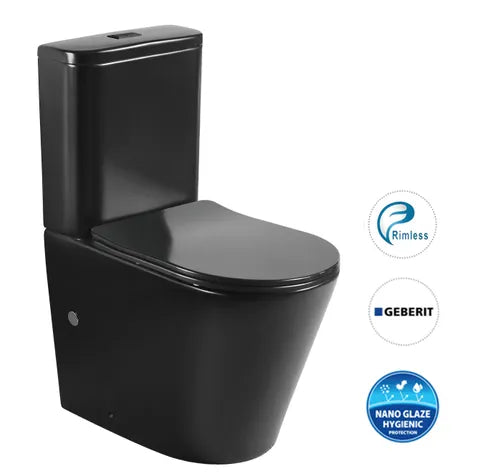 Oasis Rimless Back To Wall Toilet - Matte Black - Neche Interiors