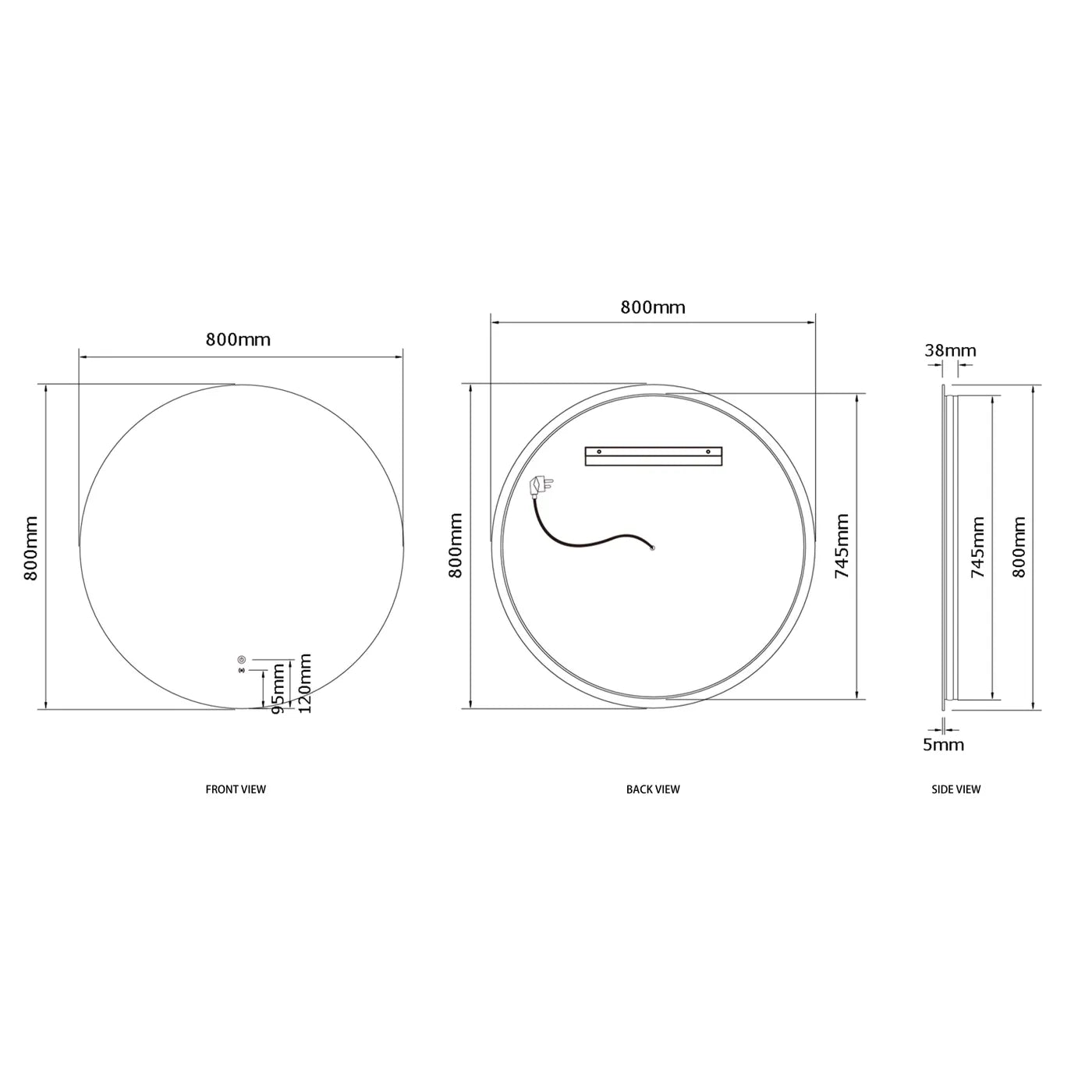 Bondi LED 800mm Frameless Mirror - Neche Interiors