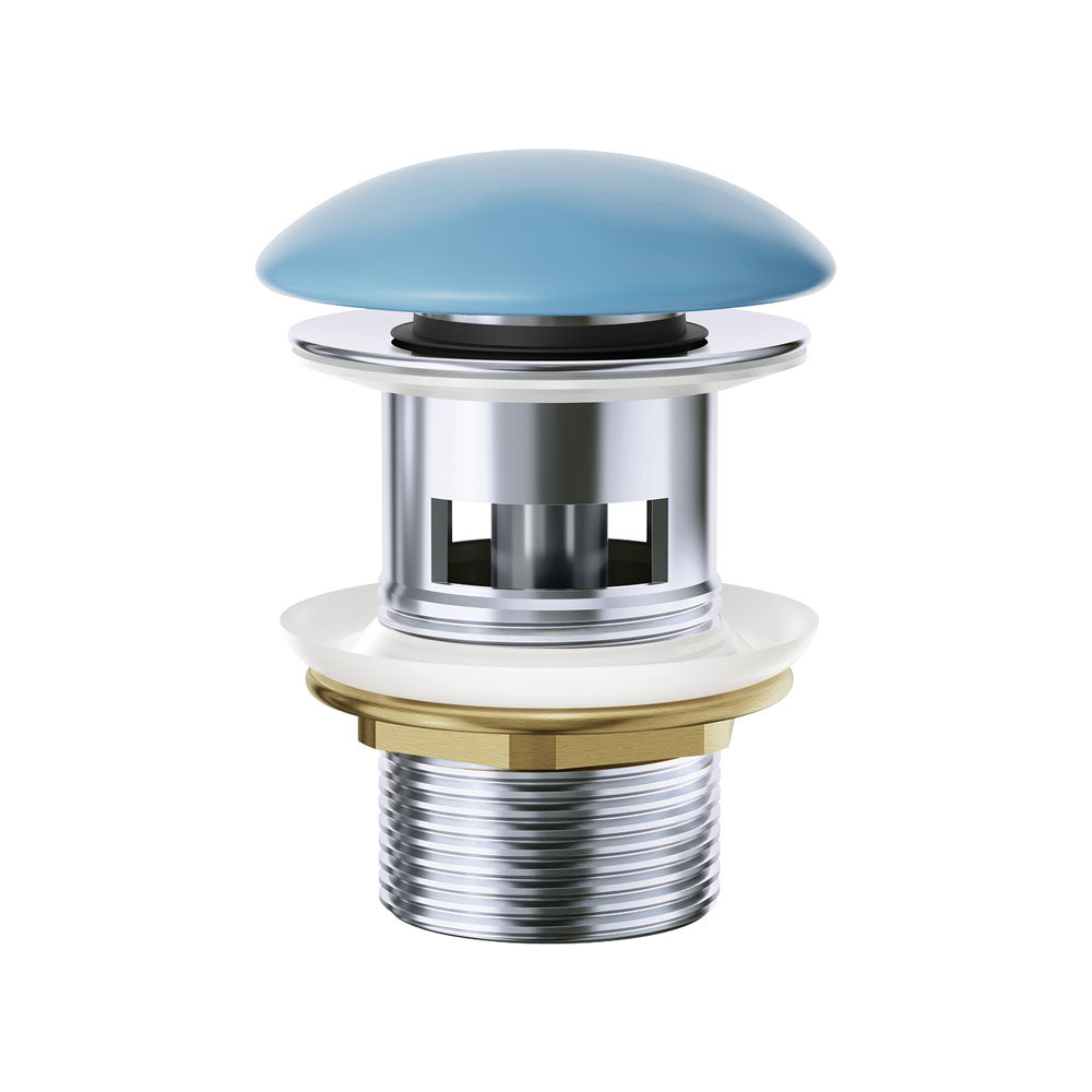 Fienza Pop-Up 32mm Overflow Basin Waste, Matte Blue Ceramic Cap WAS58BLUE