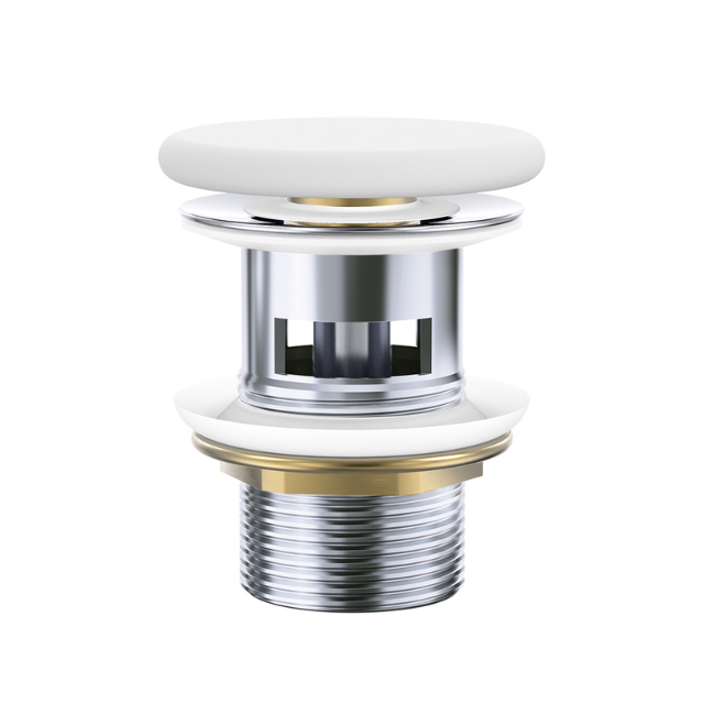 Fienza Matte White flat ceramic cap 32mm overflow basin waste WAS58FMW