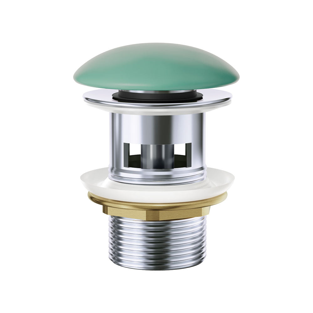 Fienza Pop-Up 32mm Overflow Basin Waste, Matte Green Ceramic Cap WAS58GR