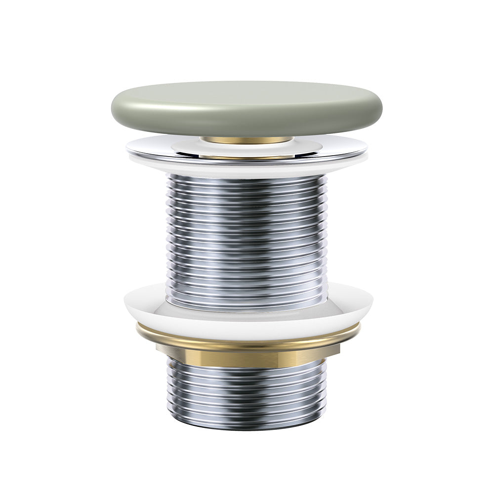 Fienza Pop-Up 32mm Non-Overflow Basin Waste, Matte Olive Flat Ceramic Cap WAS59FMG