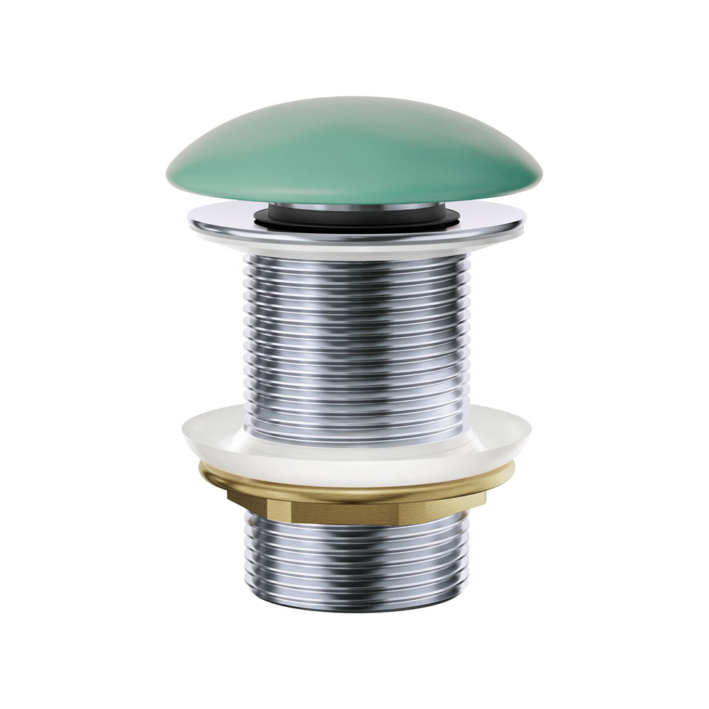 Fienza Pop-Up 32mm Non-Overflow Basin Waste, Matte Green Ceramic Cap WAS59GR