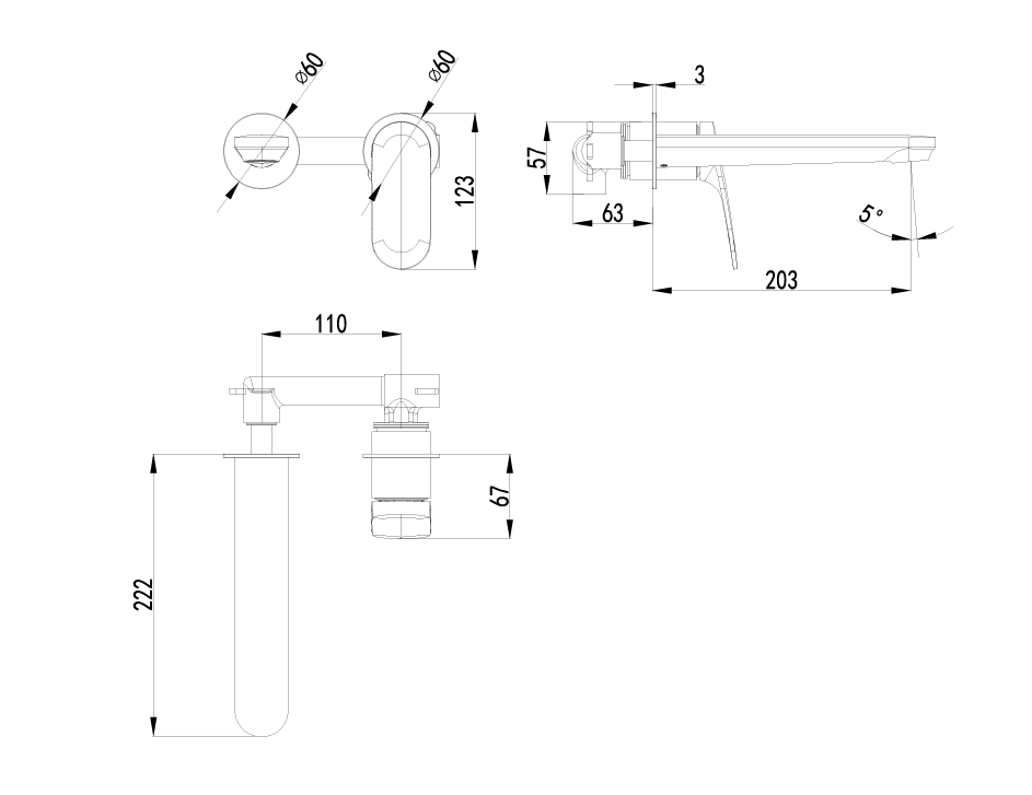 Sulu II Wall Basin Mixer With Separate Cover Plate - Neche Interiors