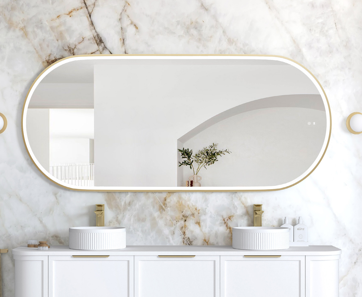 Otti Noosa LED Metal Frame Mirror Brushed Gold