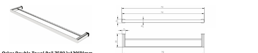 Otti Oskar Double Towel Rail 750mm